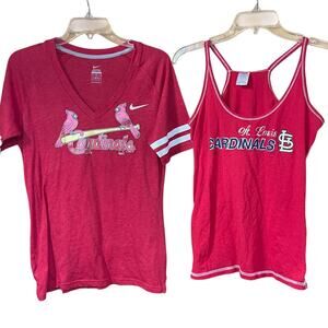 Nike St Louis Cardinals Women’s 2pc Set Large Shirt Tank Top MLB Red V Neck